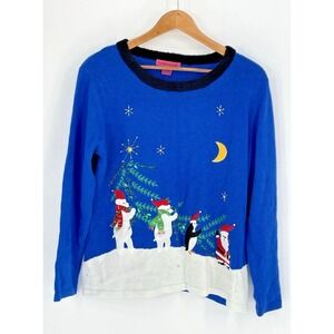 Bobbie Bell Womens Size Large "Ugly" Christmas Sweater Beaded Embroidered